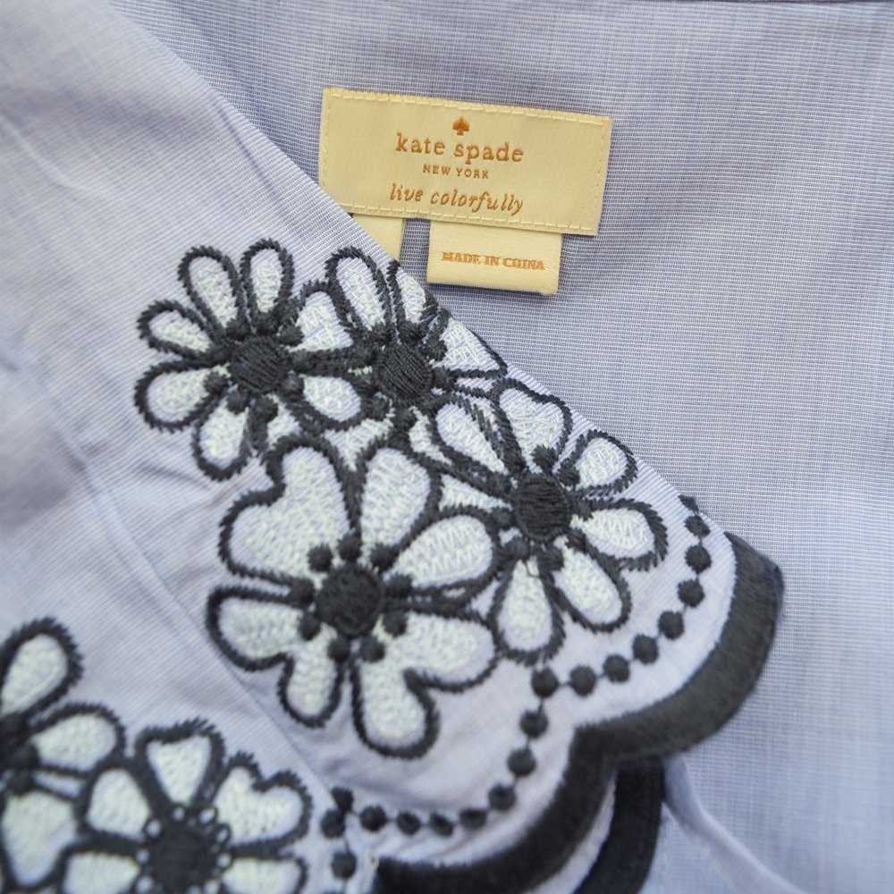 KATE SPADE scallop Chambray crochet lace tunic top - Picture 8 of 8